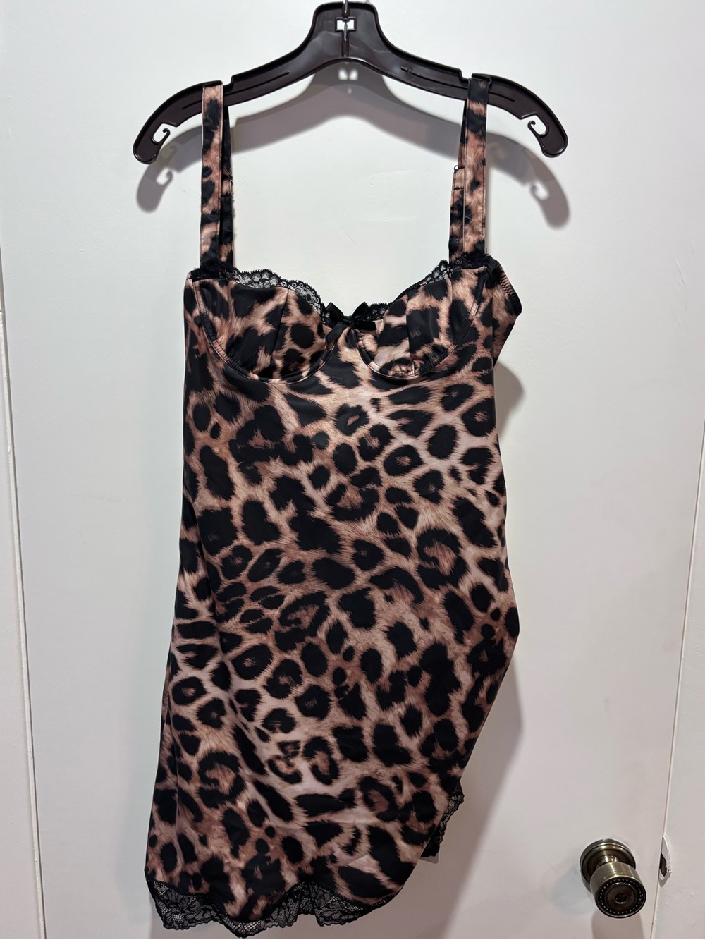 MUSERA leopard Satin Chemise Slip Dress